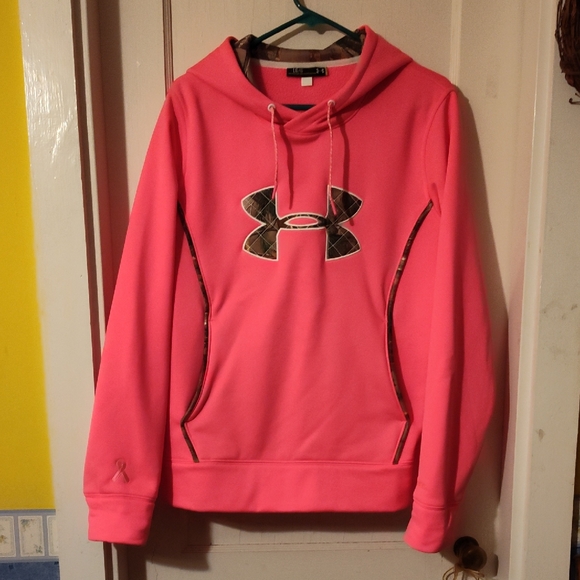 Storm Under Armour Neon Pink Hoodie with Camo  Breast cancer Awareness Large - Picture 1 of 11